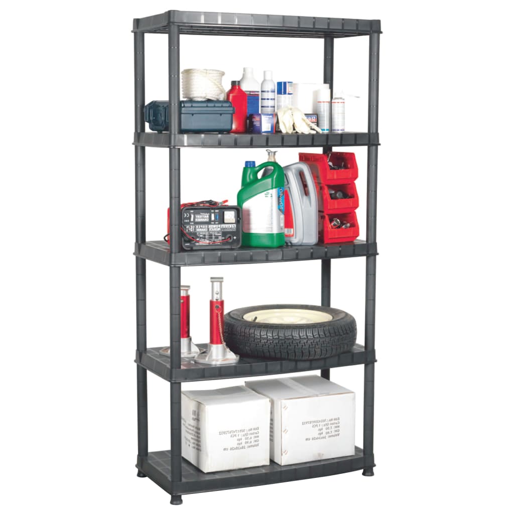 Lagerregal 5-Tier Schwarz 91,5x45,7x185 cm Kunststoff Lagerregal 5-Tier Schwarz 91,5x45,7x185 cm Kunststoff