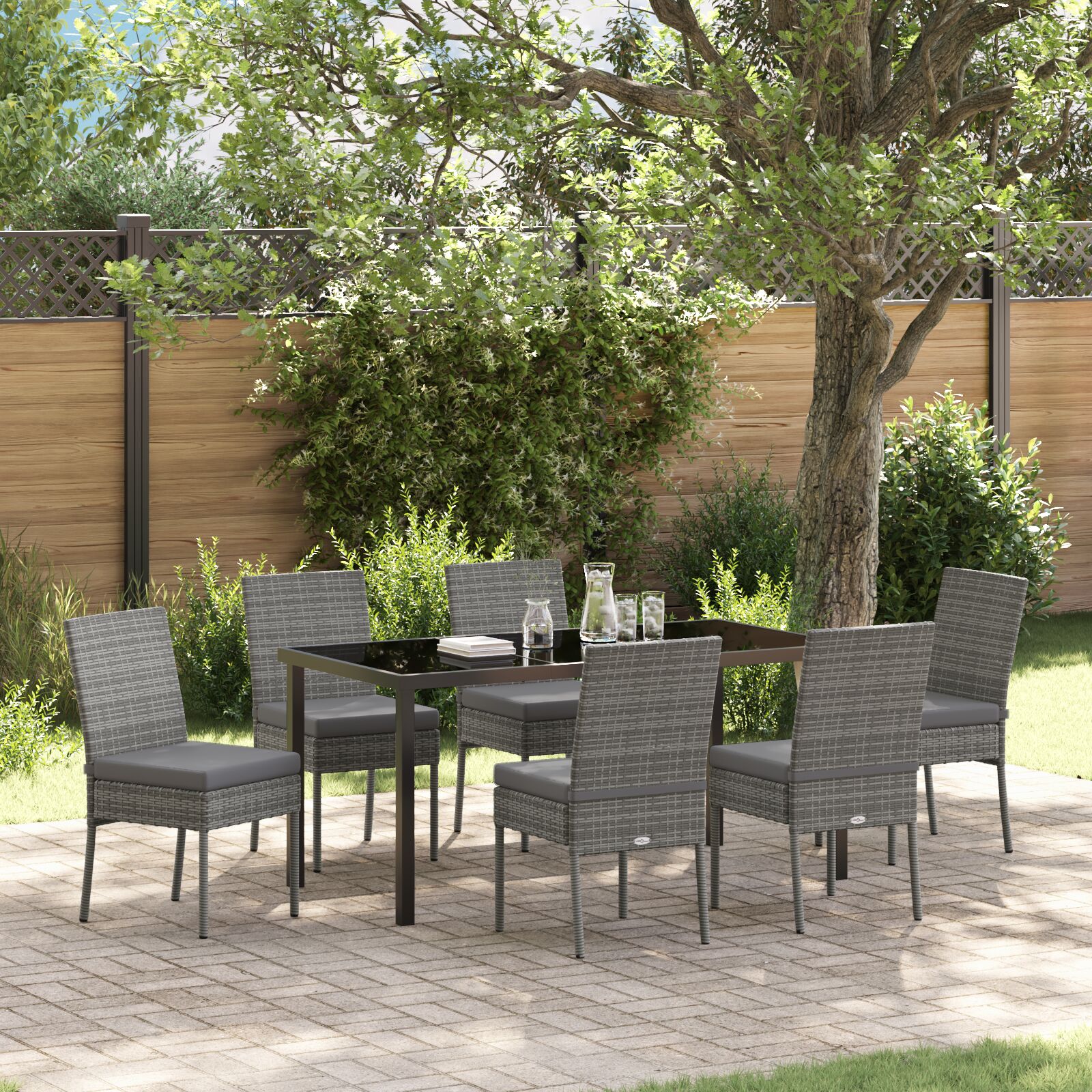7-teiliges Garten Essset Grau Poly Rattan 7-teiliges Garten Essset Grau Poly Rattan