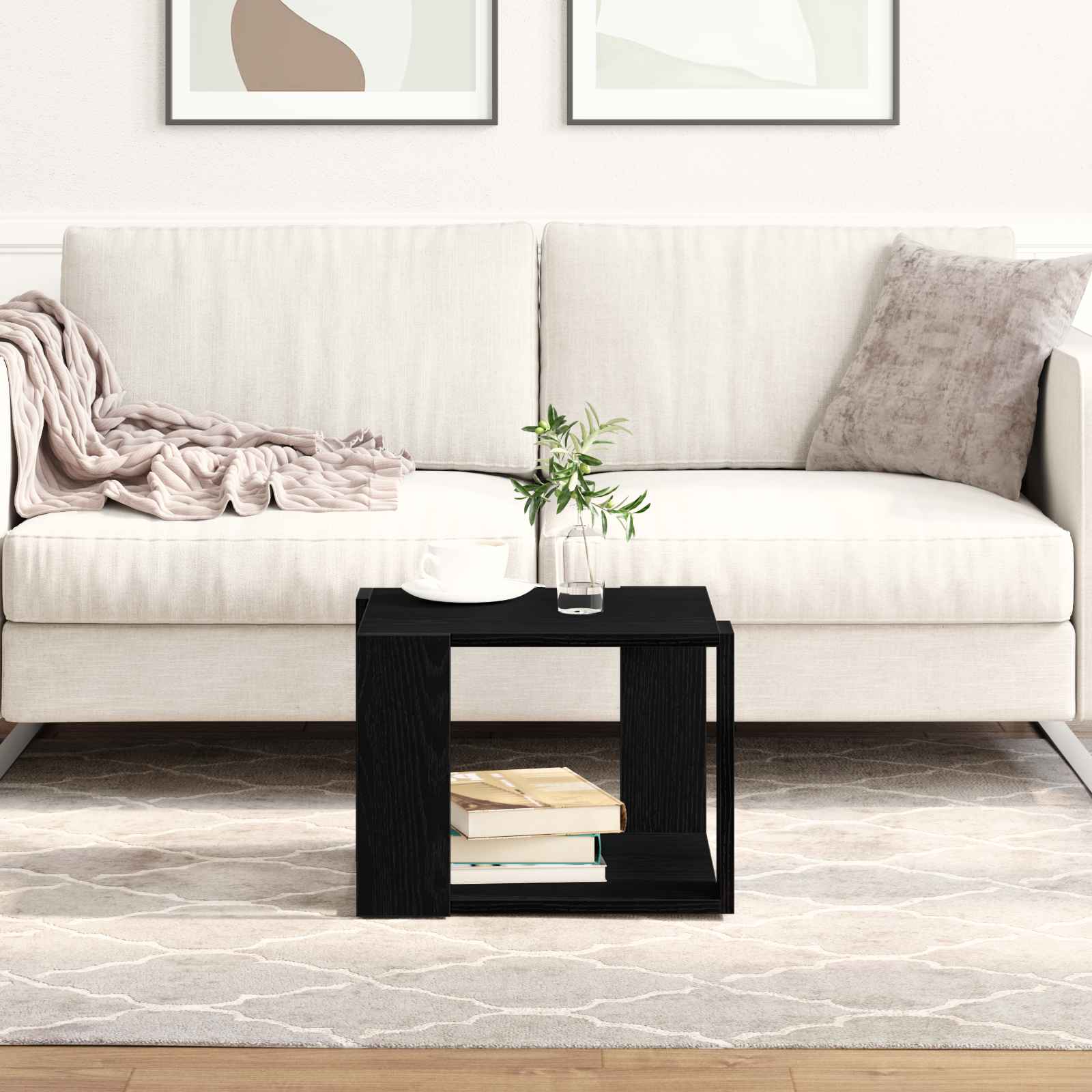 Couchtisch Schwarz Eiche 40x40x30 cm Holzwerkstoff