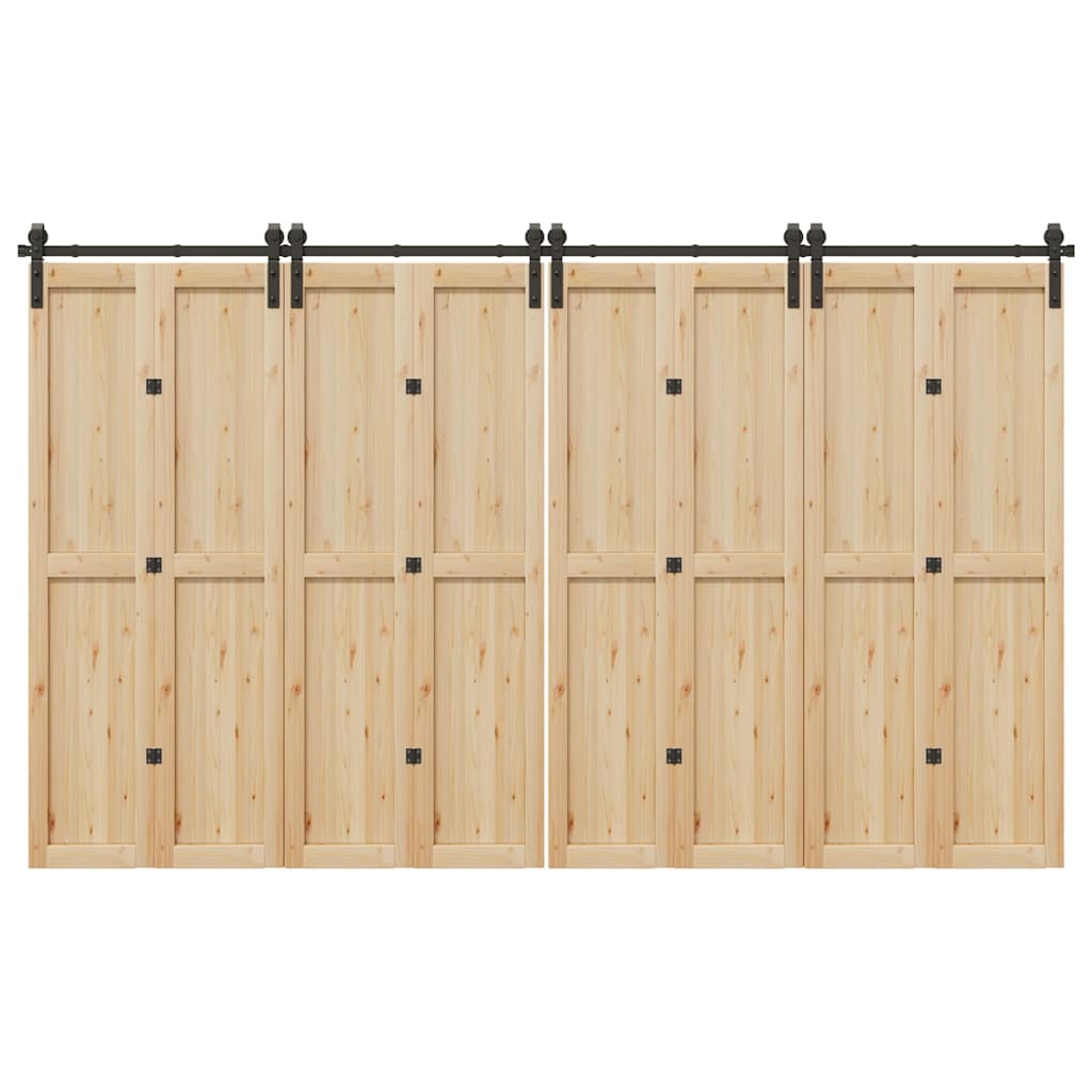 Schiebetürbeschlag-Set 183 cm Stahl Schwarz