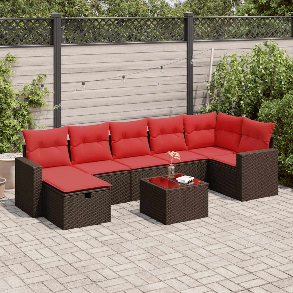 8-tlg. Garten-Sofagarnitur mit Kissen Braun Poly Rattan 8-tlg. Garten-Sofagarnitur mit Kissen Braun Poly Rattan