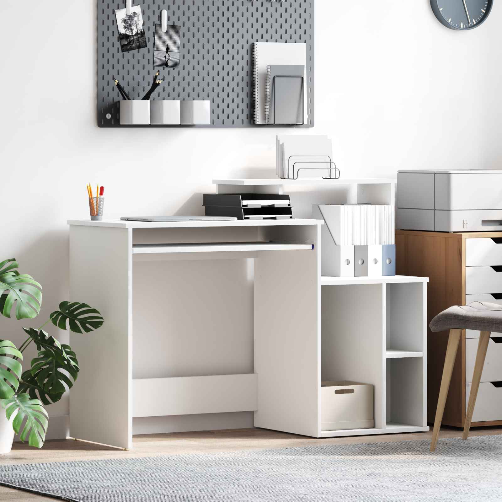 Schreibtisch mit Stauraum Weiß 120.5x44x88.5 cm Holzwerkstoff