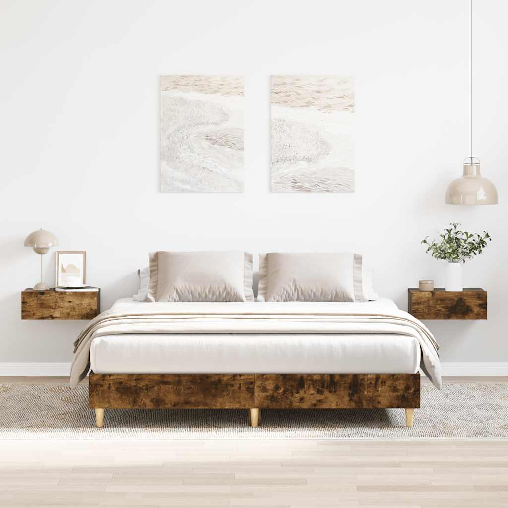 Bettgestell ohne Matratze Räuchereiche 140x200 cm Holzwerkstoff