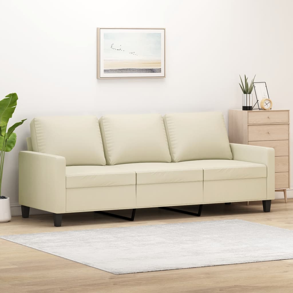 3-Sitzer-Sofa Creme 180 cm Kunstleder 3-Sitzer-Sofa Creme 180 cm Kunstleder