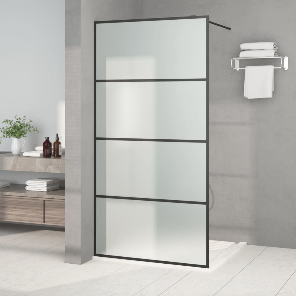 Duschwand für Walk-In Dusche Schwarz 100x195 cm ESG Mattiert Duschwand für Walk-In Dusche Schwarz 100x195 cm ESG Mattiert