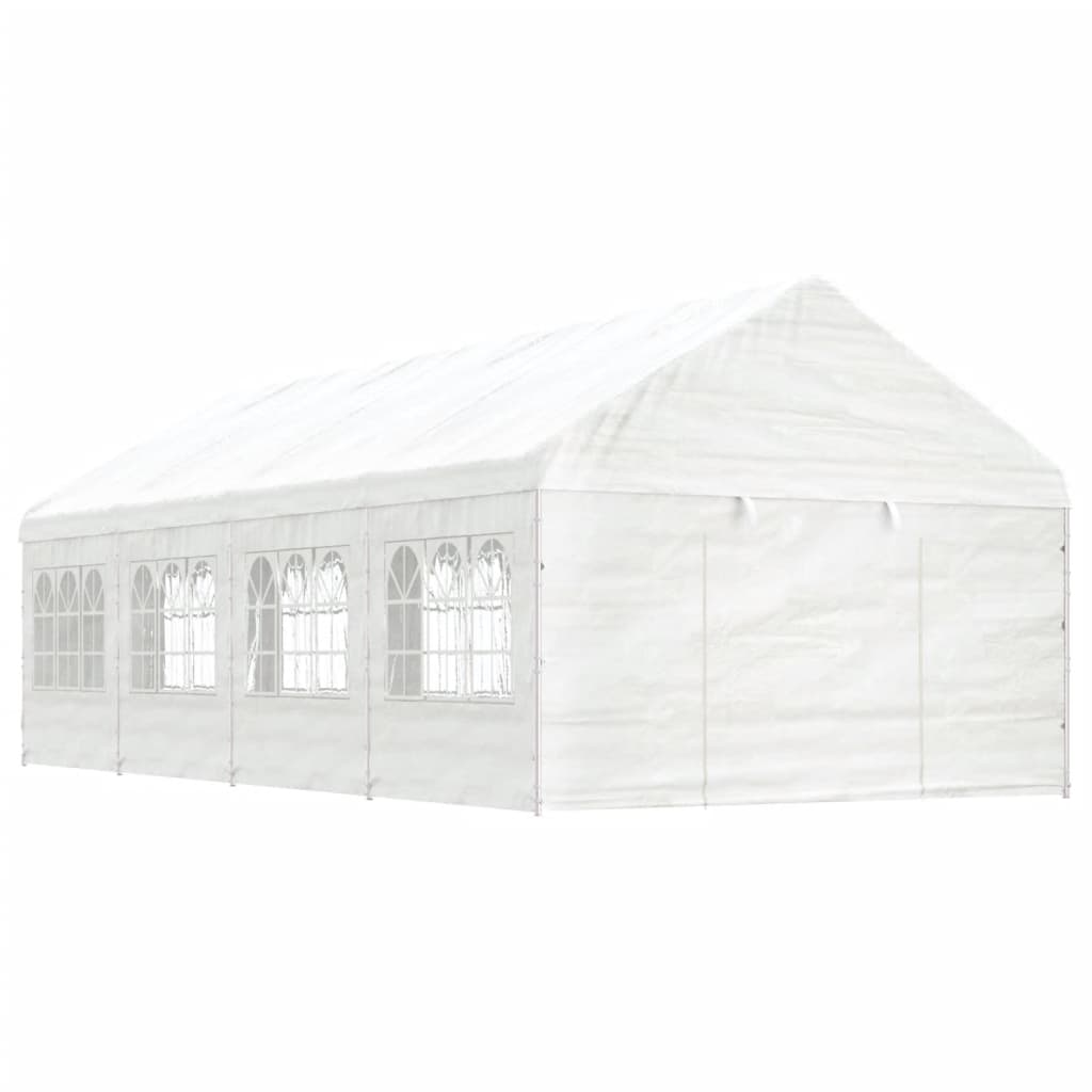 Pavillon mit Dach Weiß 8,92x4,08x3,22 m Polyethylen