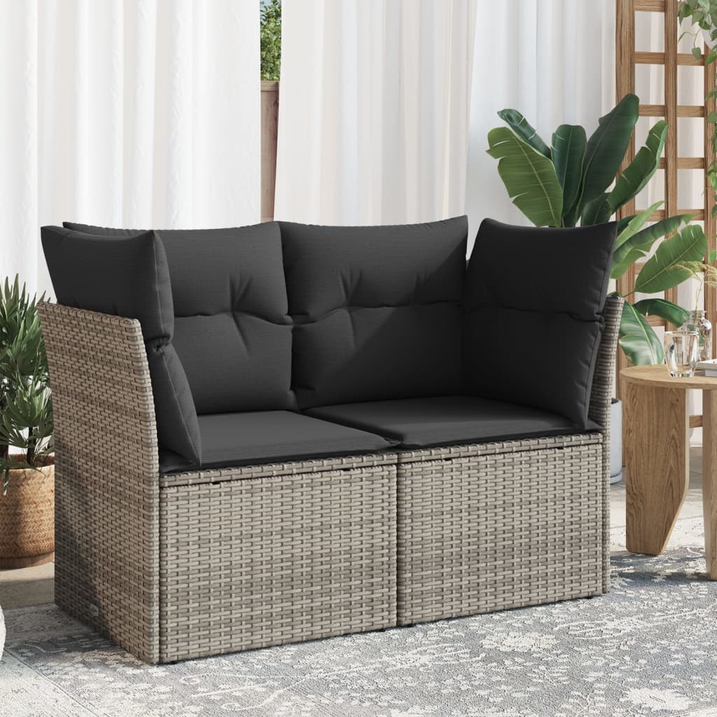 Gartensofa 2-Sitzer mit Kissen Grau Poly Rattan Gartensofa 2-Sitzer mit Kissen Grau Poly Rattan