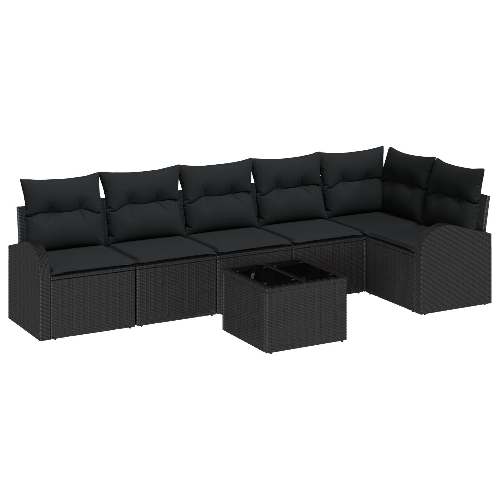 7-teiliges Garten Sofa Set mit Kissen Beige Poly Rattan, 2-Sitzer Garten Sofa mit Stauraum & Kissen Schwarz Poly Rattan 7-teiliges Garten Sofa Set mit Kissen Beige Poly Rattan, 2-Sitzer Garten Sofa mit Stauraum & Kissen Schwarz Poly Rattan