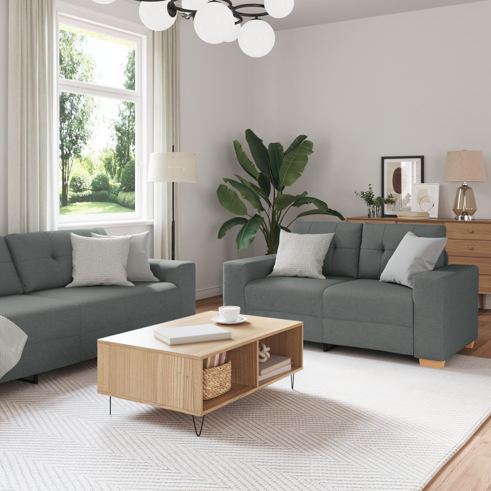 vidaXL 3-teiliges Sofaset mit Kissen in Dunkelgrau vidaXL 3-teiliges Sofaset mit Kissen in Dunkelgrau