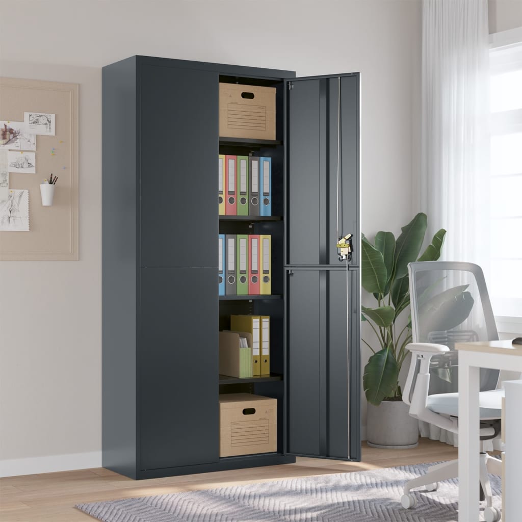 Aktenschrank Anthrazit 90x40x200 cm Stahl