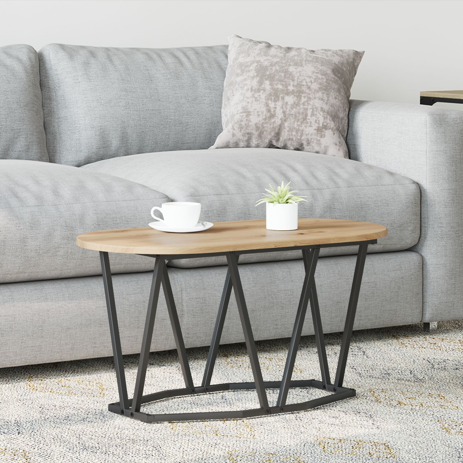 vidaXL Couchtisch Artisan Eiche 80x40x40,5 cm Holz und Metall