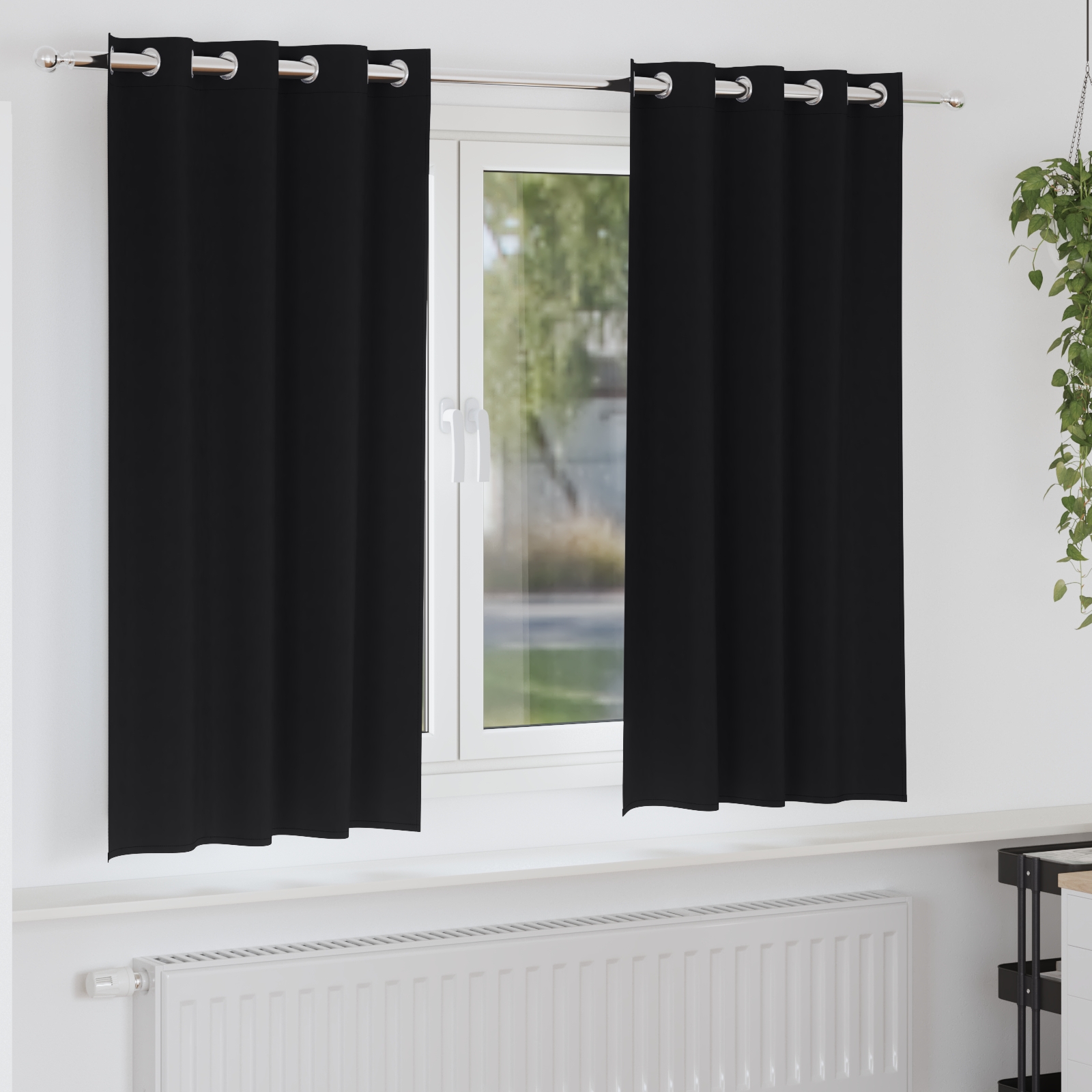 Vorhänge mit Vorhängen 2 pcs Schwarz 175 x 140 cm Polyester