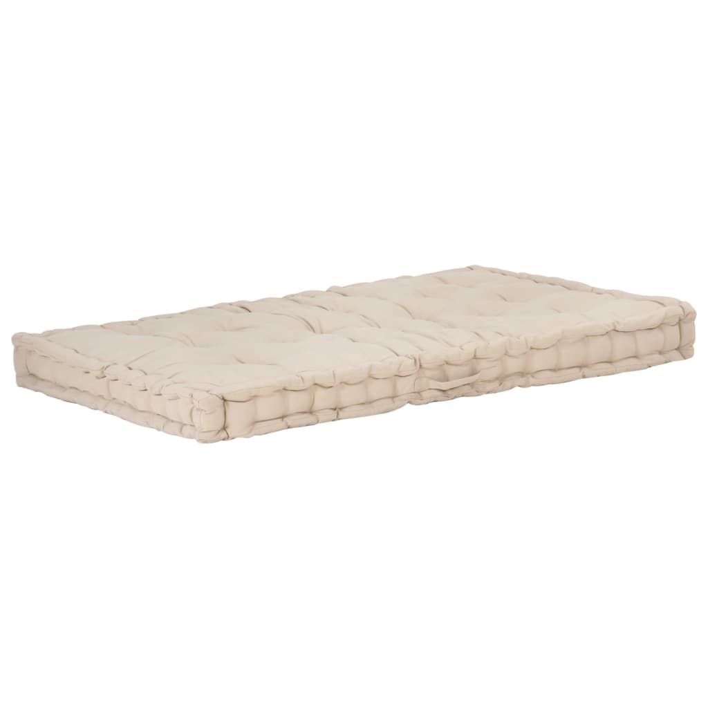 Palettenkissen Baumwolle 120×80×10 cm Beige