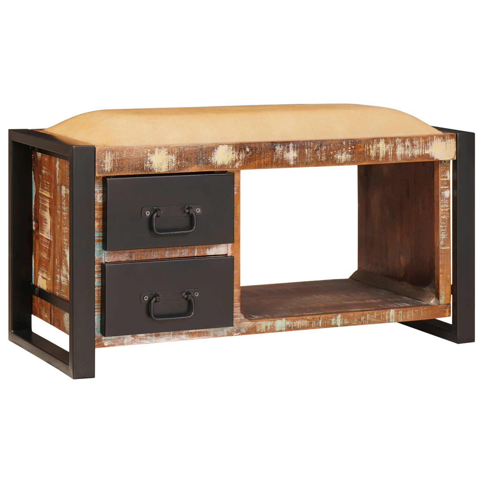 Aufbewahrungsbank Bunt 80x35x40 cm Massivholz Recyceltes Holz