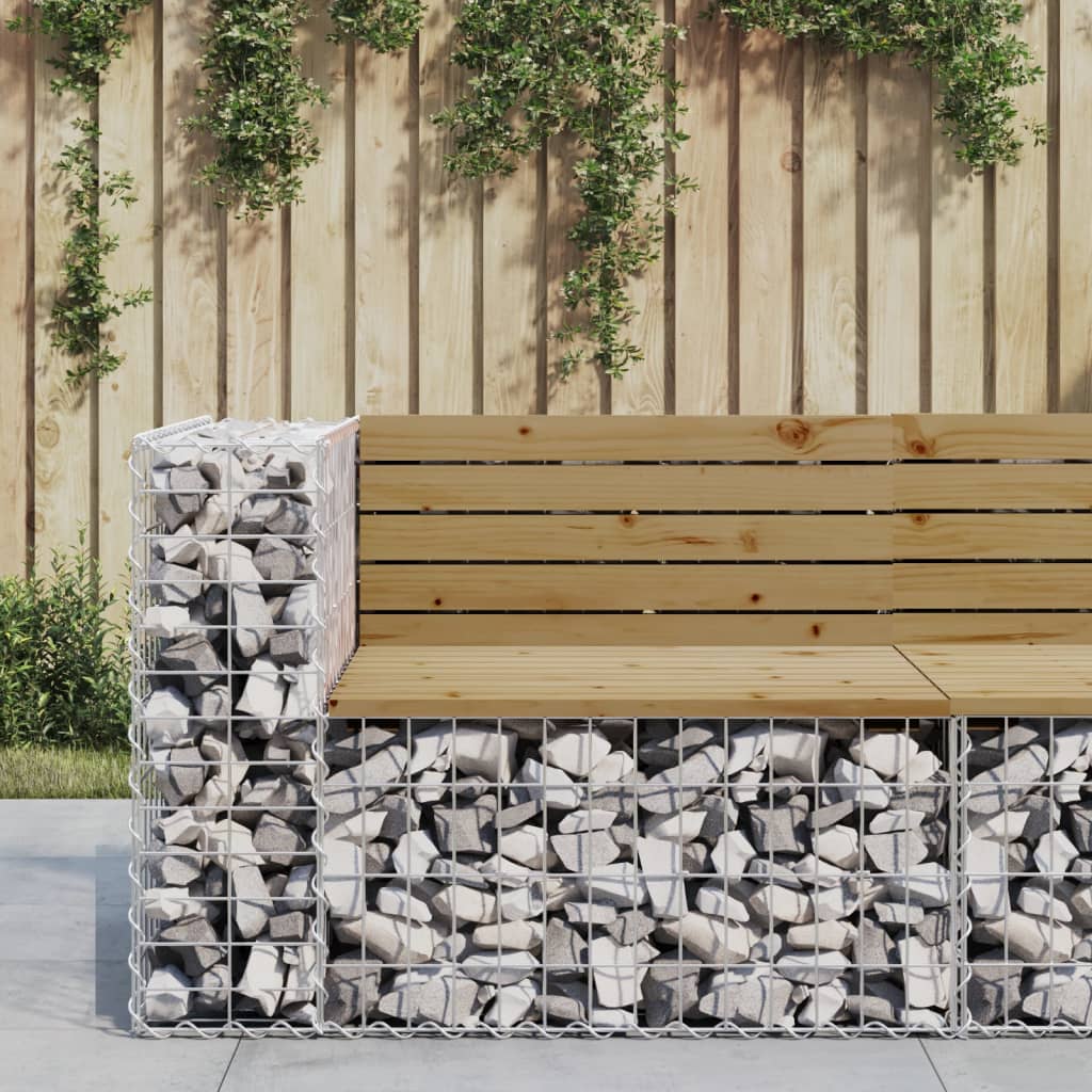 Gartenbank aus Gabionen 92x71x65,5 cm Kiefernholz Imprägniert Gartenbank aus Gabionen 92x71x65,5 cm Kiefernholz Imprägniert