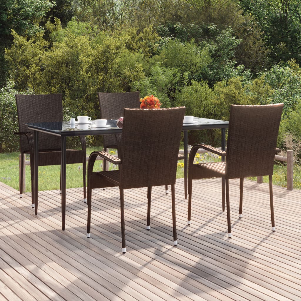 5-tlg. Garten-Essgruppe Braun Poly Rattan 5-tlg. Garten-Essgruppe Braun Poly Rattan