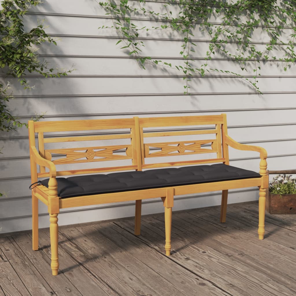 Batavia-Bank mit Anthrazit Kissen 150 cm Massivholz Teak Batavia-Bank mit Anthrazit Kissen 150 cm Massivholz Teak