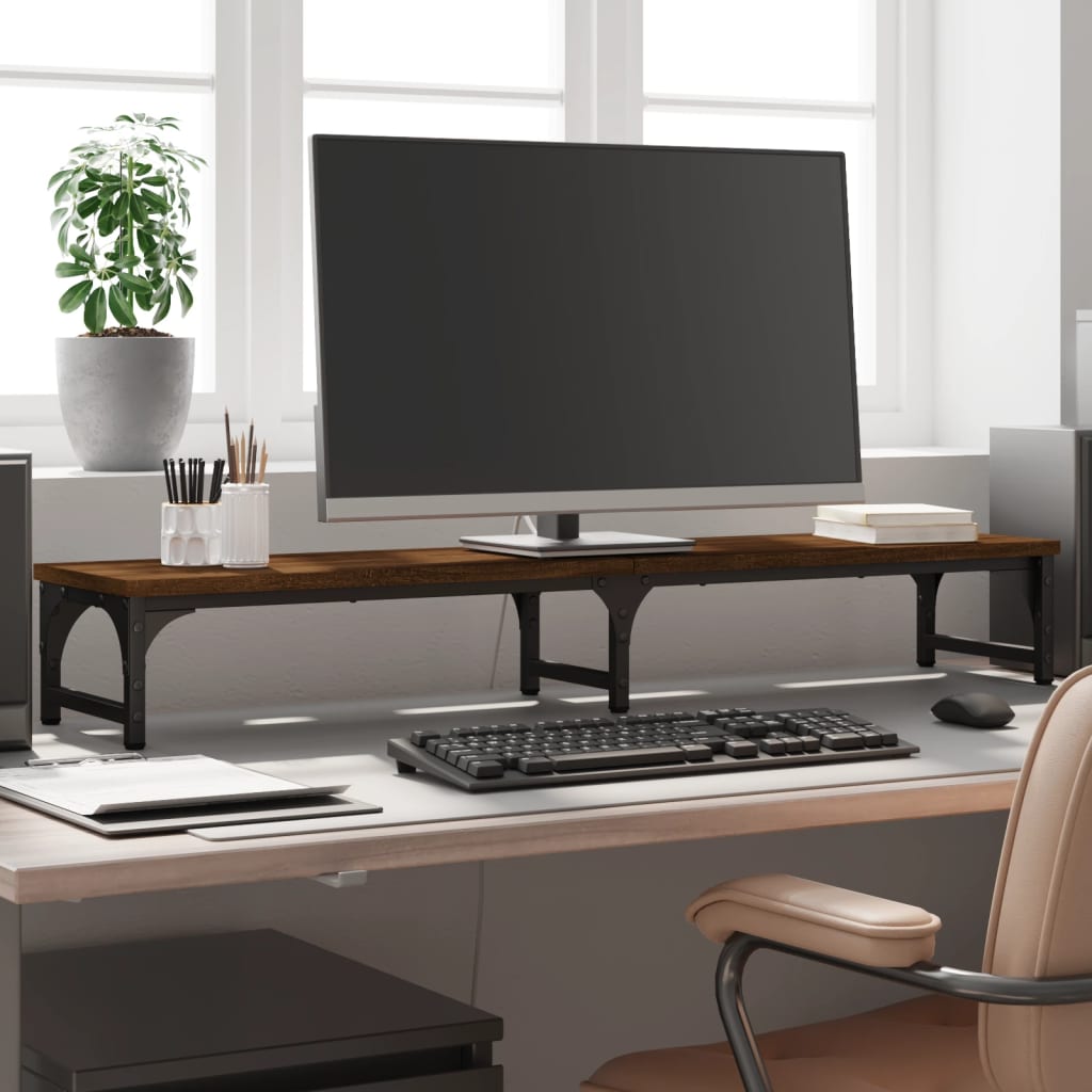 Monitorständer Braun Eichen-Optik 105x23x15,5 cm Holzwerkstoff Monitorständer Braun Eichen-Optik 105x23x15,5 cm Holzwerkstoff
