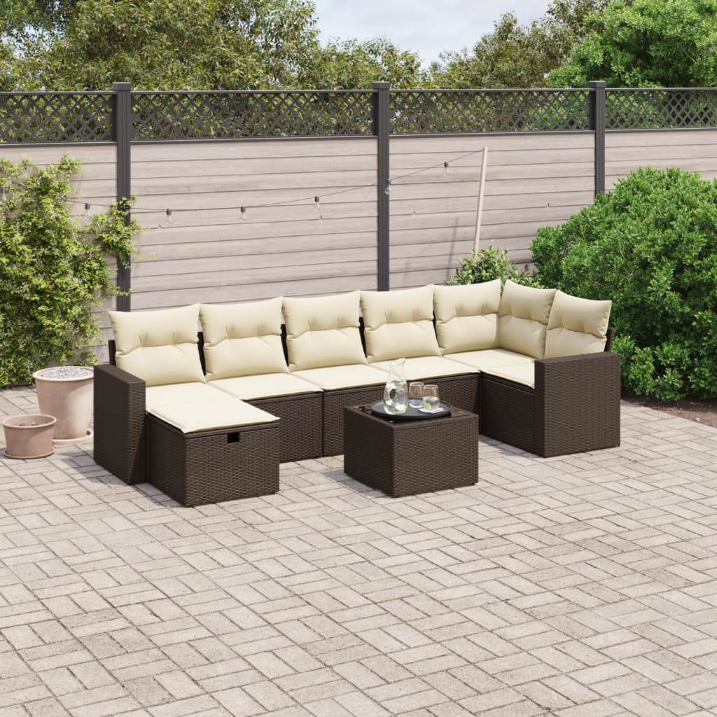 8-tlg. Garten-Sofagarnitur mit Kissen Braun Poly Rattan 8-tlg. Garten-Sofagarnitur mit Kissen Braun Poly Rattan