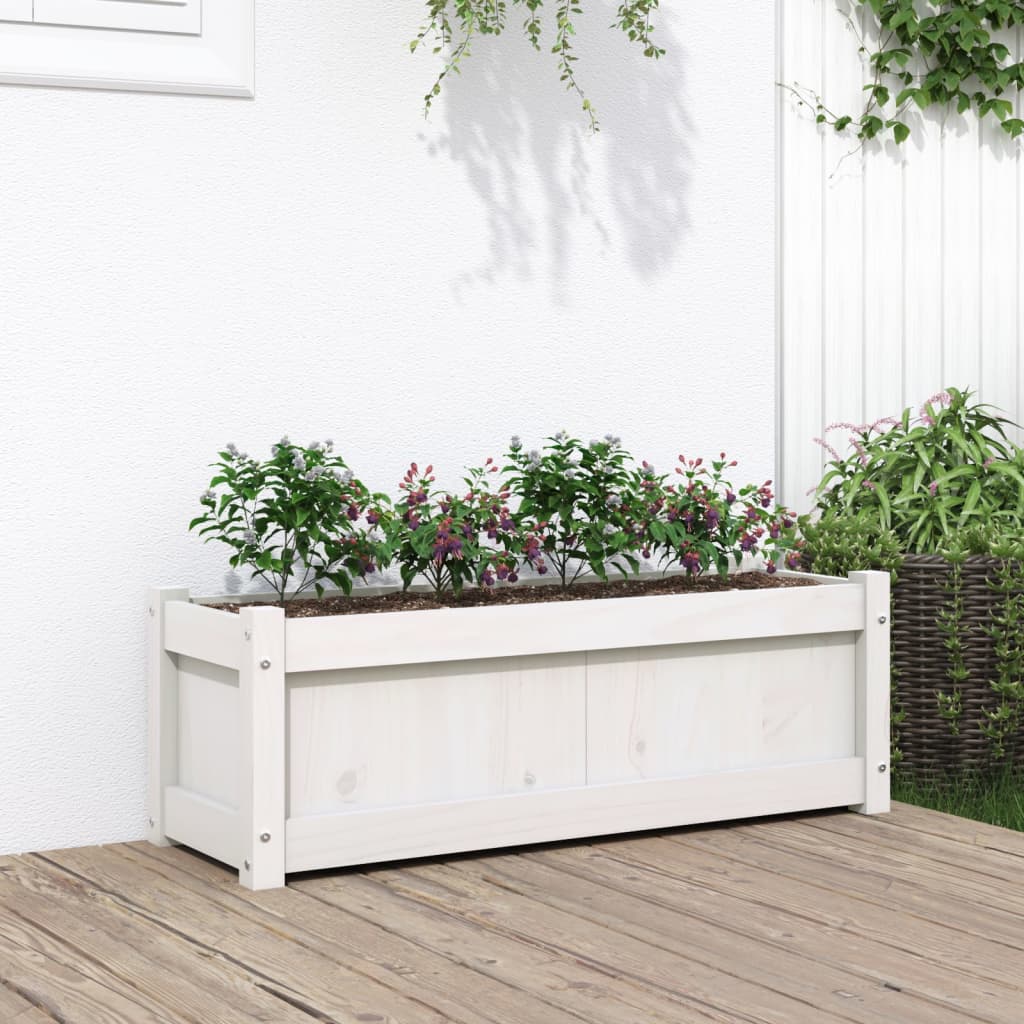 Pflanzkübel Weiß 90x31x31 cm Massivholz Kiefer Pflanzkübel Weiß 90x31x31 cm Massivholz Kiefer