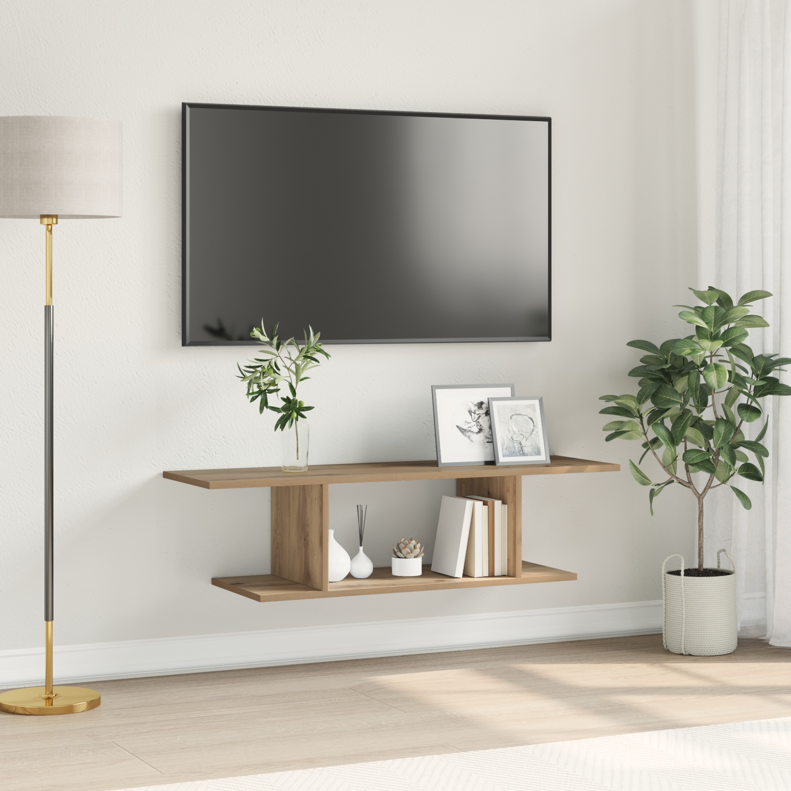 TV-Schränk mit Regal mit Speicher Braun 103 x 30 x 26,5 cm Holzwerkstoff