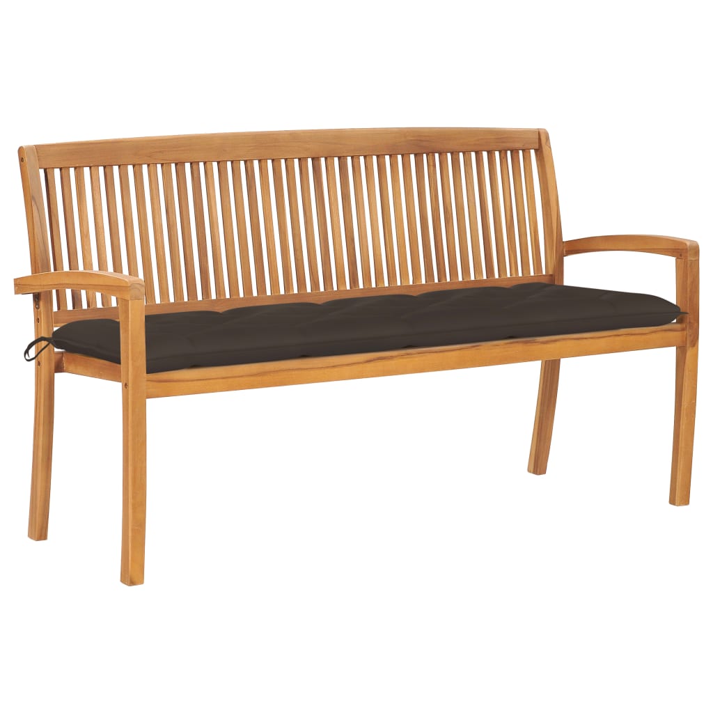 Stapelbare Gartenbank mit Auflage 159 cm Massivholz Teak Stapelbare Gartenbank mit Auflage 159 cm Massivholz Teak