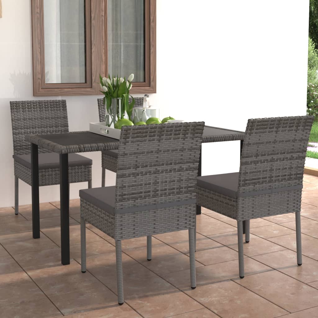 5-tlg. Garten-Essgruppe Poly Rattan Grau 5-tlg. Garten-Essgruppe Poly Rattan Grau