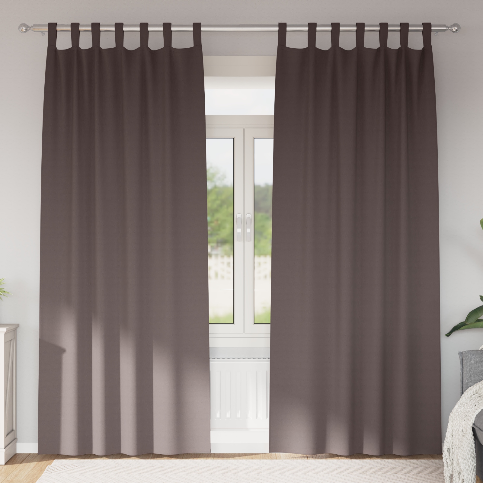 Vorhänge mit Vorhängen 2 pcs Dunkelbraun 245 x 140 cm Polyester