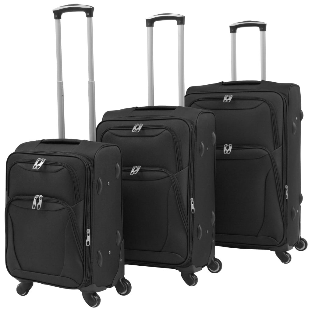 3-tlg. Weichgepäck Trolley-Set Schwarz 3-tlg. Weichgepäck Trolley-Set Schwarz
