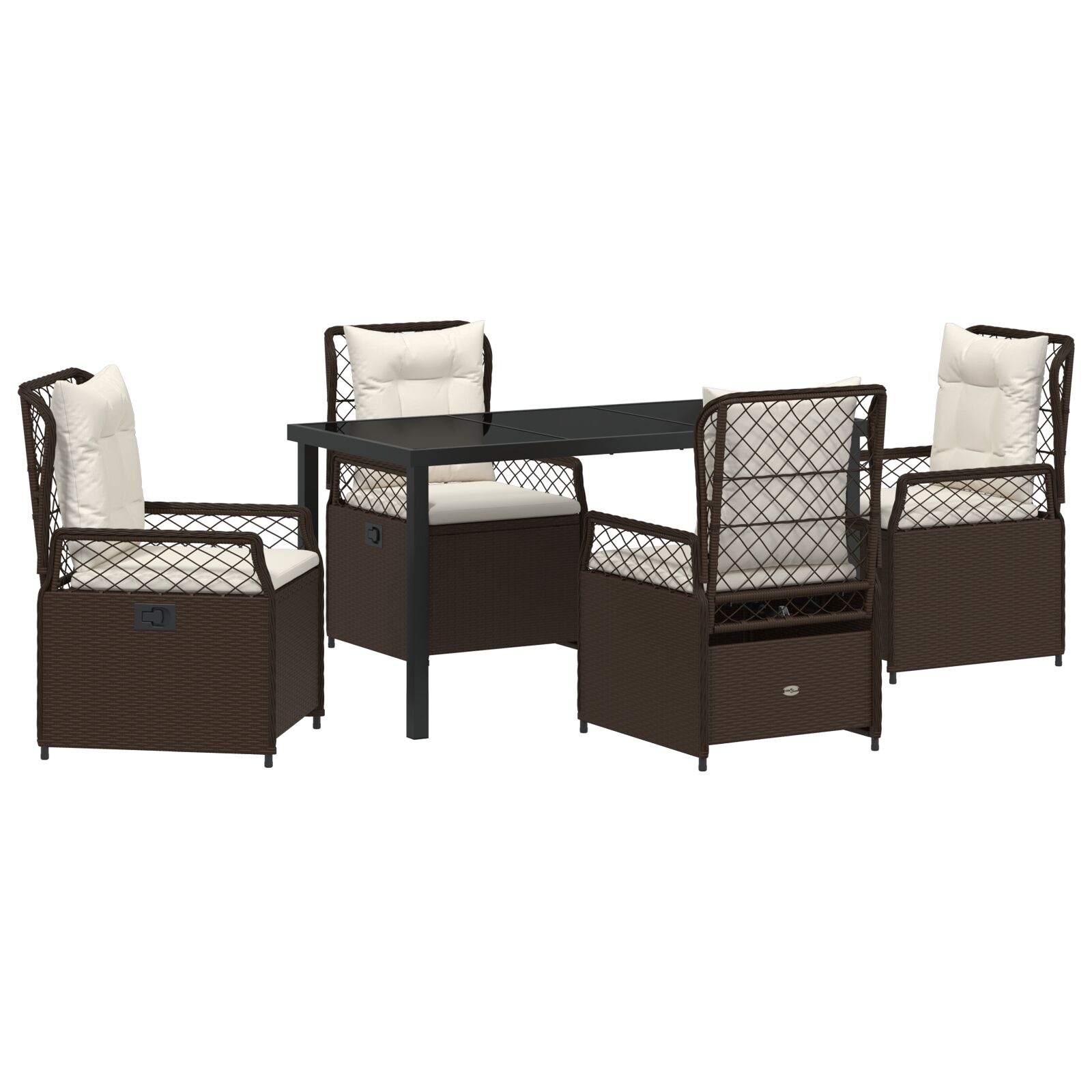 5-teiliges Garten-Esstisch-Set Braun Poly-Rattan 5-teiliges Garten-Esstisch-Set Braun Poly-Rattan