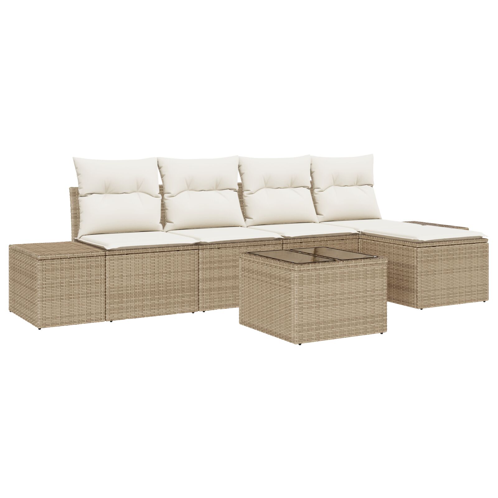 6-teiliges Garten Sofa Set mit Kissen Braun Poly Rattan