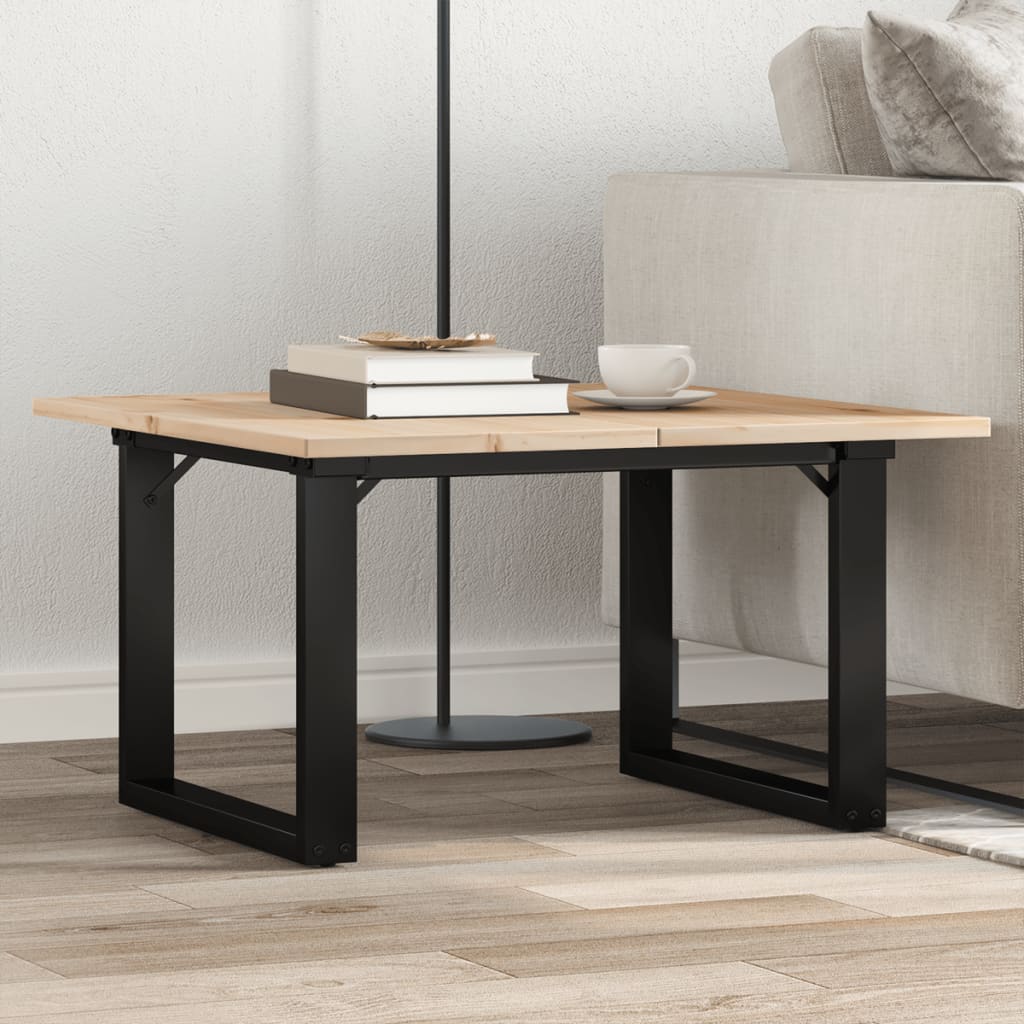 Couchtisch O-Gestell 60x60x40cm Massivholz Kiefer und Gusseisen