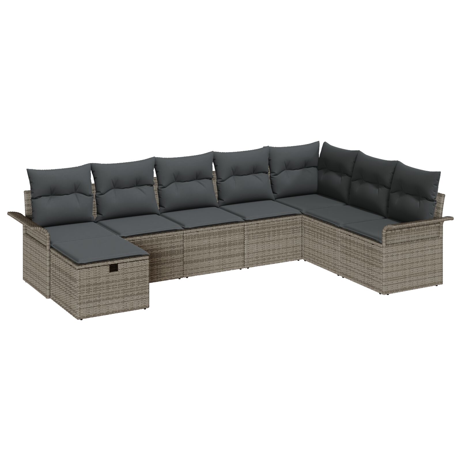8-teiliges Garten Sofa Set mit Kissen Grau Poly Rattan