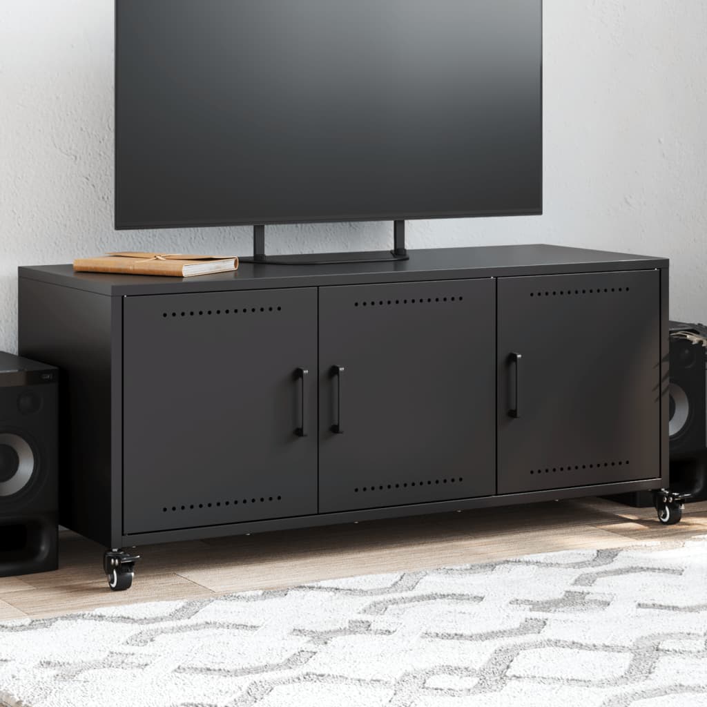 TV-Schrank Schwarz 100,5x39x43,5 cm Kaltgewalzter Stahl