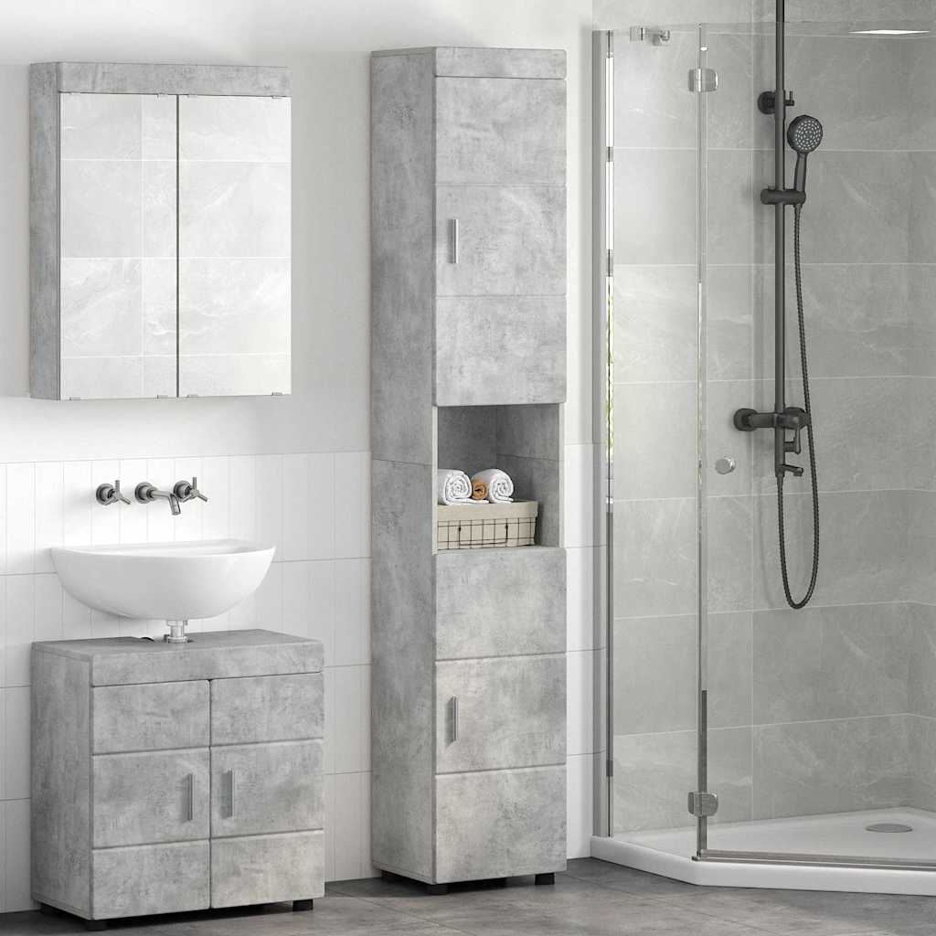 Badezimmer Schrank Betongrau 37 x 31,5 x 203 cm Holzwerkstoff
