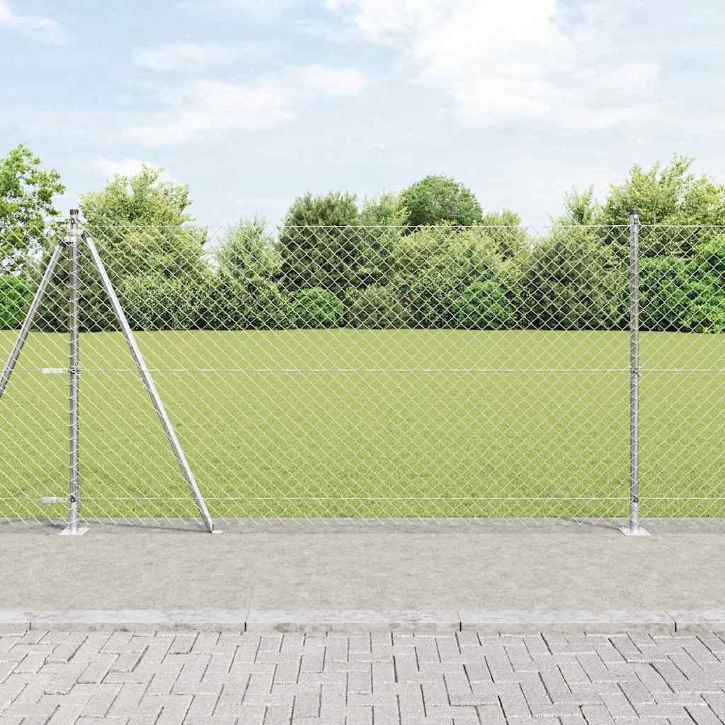 Zaunpfostenset Silber 10 x 1.2 m Verzinkter Stahl