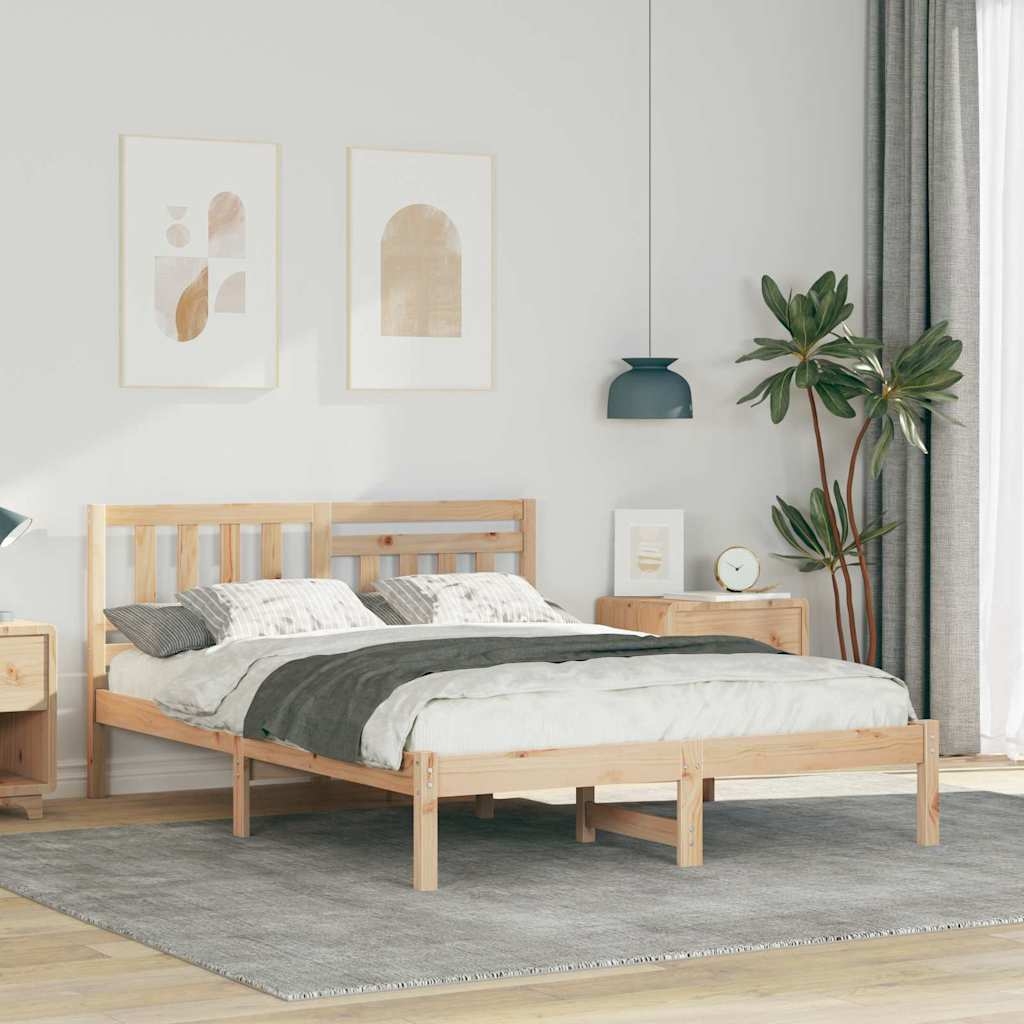 Bettgestell mit Kopfteil Braun 140 x 190 cm Massivkiefer