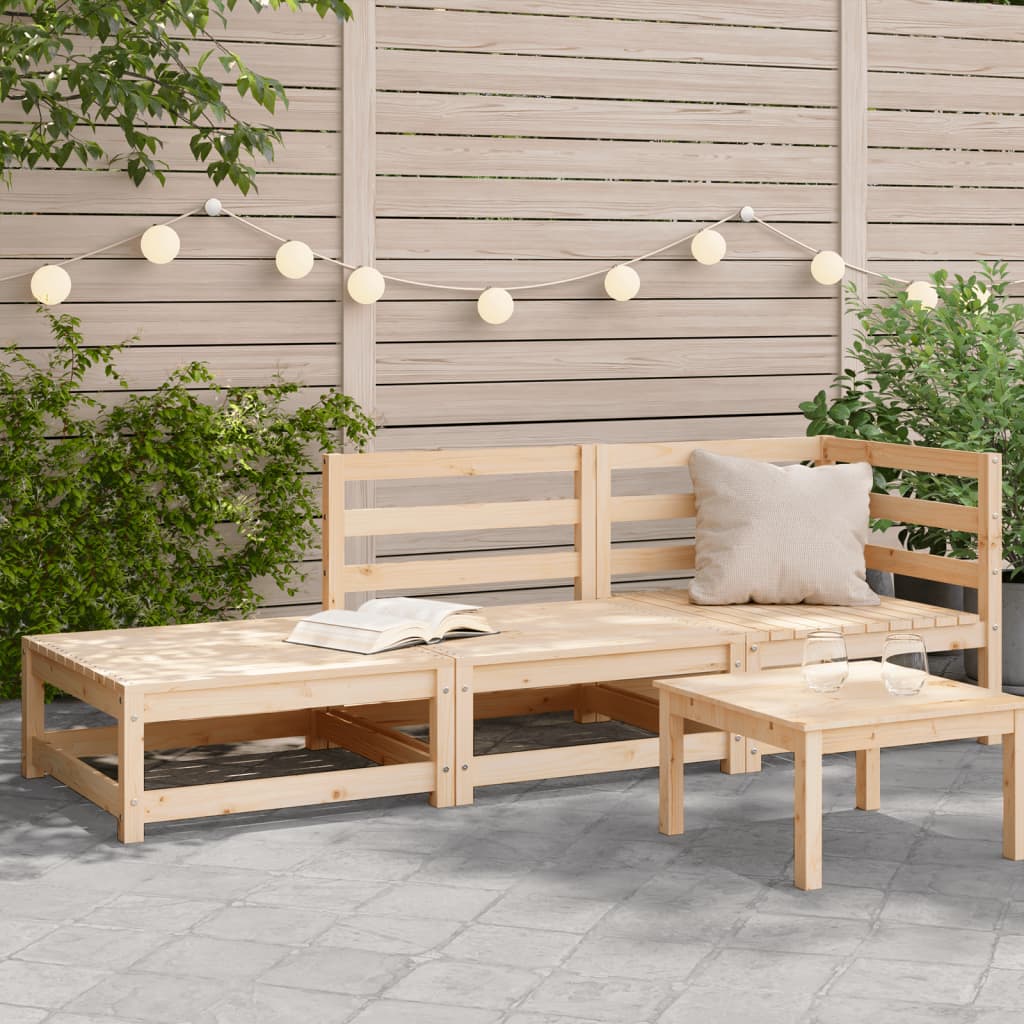 Gartensofa mit Fußhocker 2-Sitzer Massivholz Kiefer Gartensofa mit Fußhocker 2-Sitzer Massivholz Kiefer