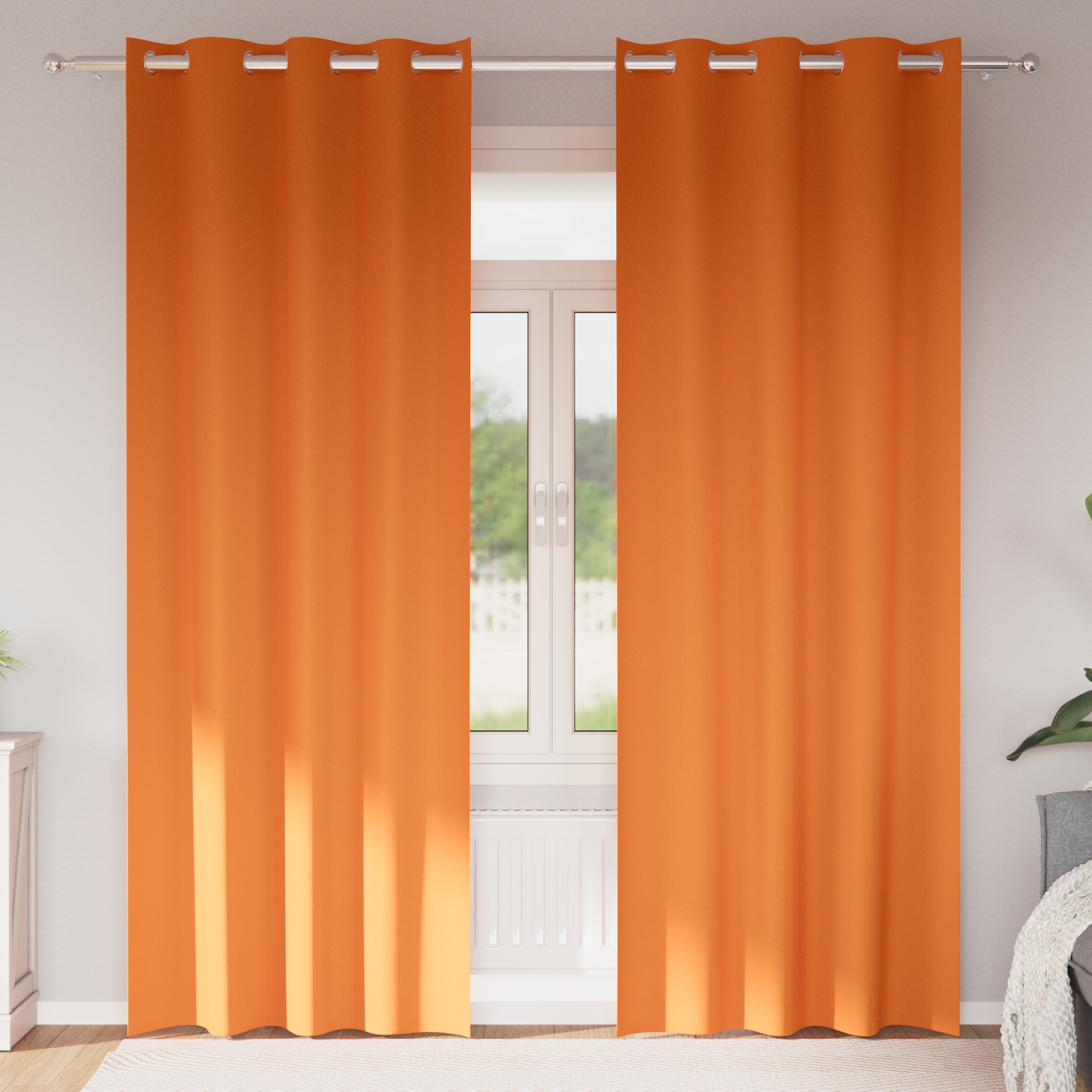 Vorhänge 2 pcs Leuchtendes Orange 260 x 140 cm Polyester