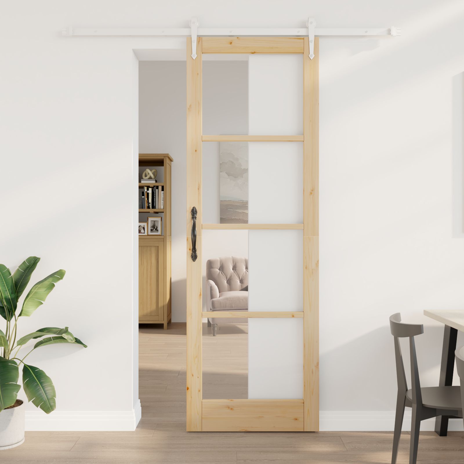 Schiebetür mit Bausatz 78x232 cm Massivholz Fichte