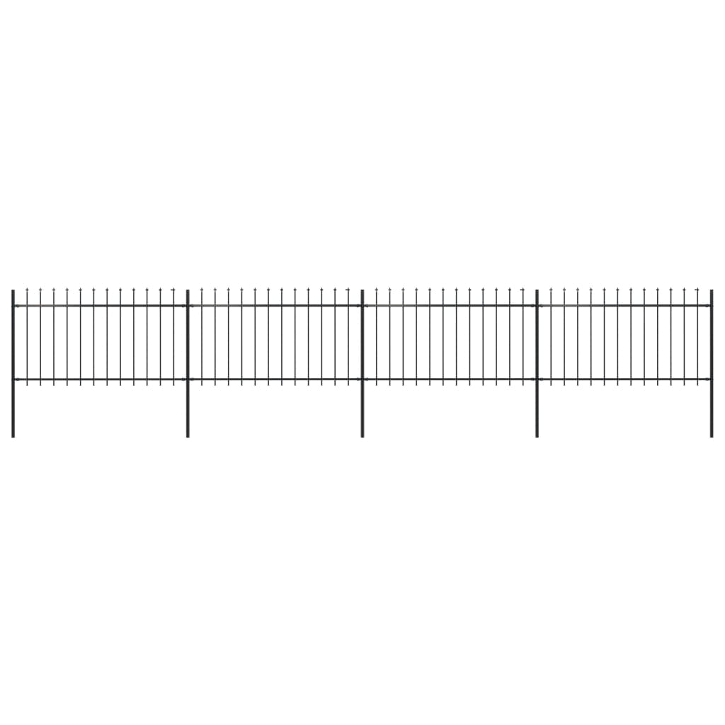 Gartenzaun mit Speerspitzen Stahl 6,8 x 1 m Schwarz