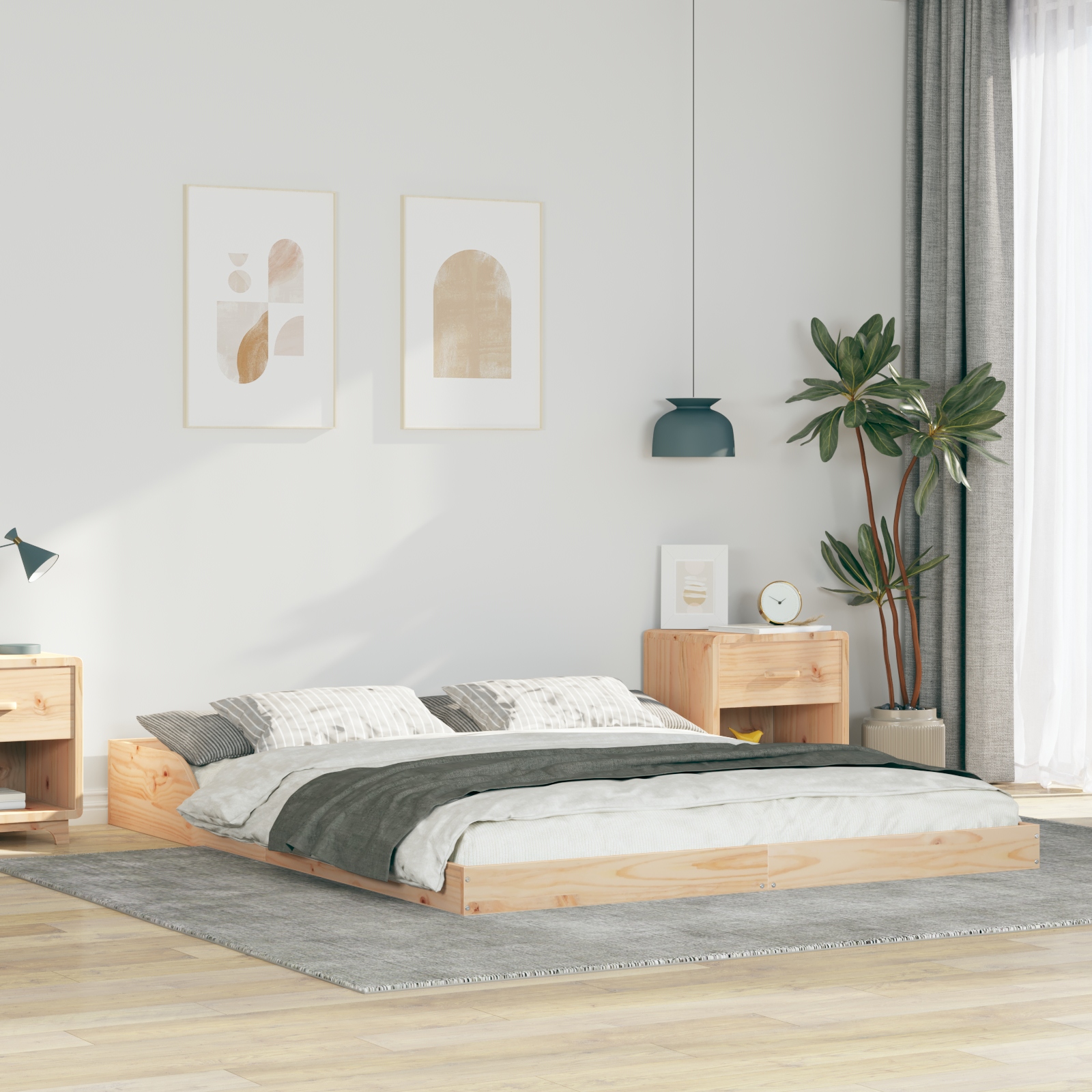 Bettgestell Braun 160 x 200 cm Massivholz Kiefer