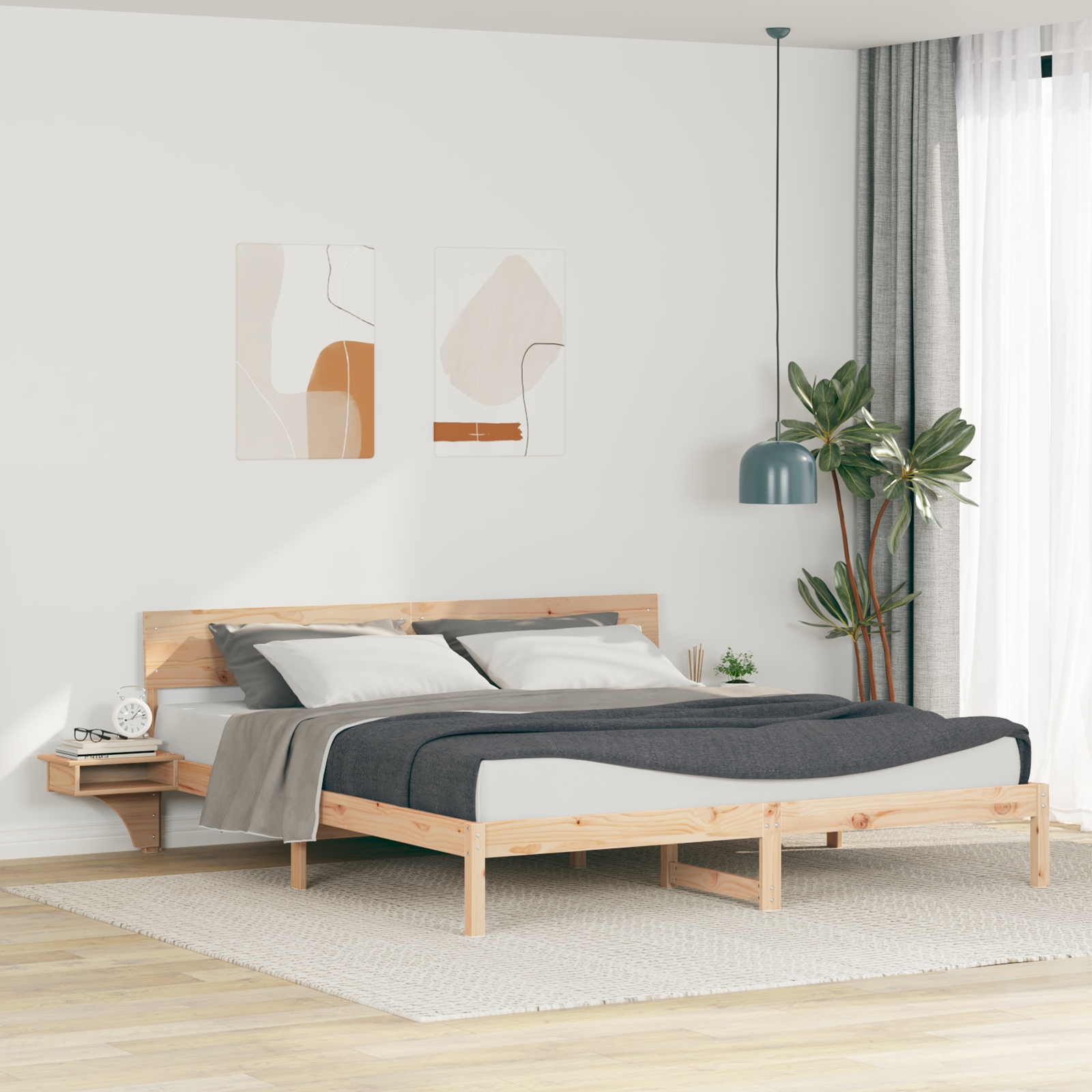 Bettgestell mit Nachttischen mit Kopfteil Braun 180 x 200 cm