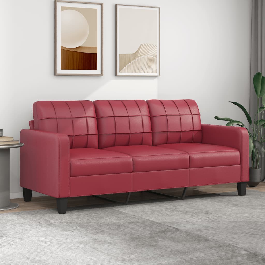 3-Sitzer-Sofa Weinrot 180 cm Kunstleder 3-Sitzer-Sofa Weinrot 180 cm Kunstleder
