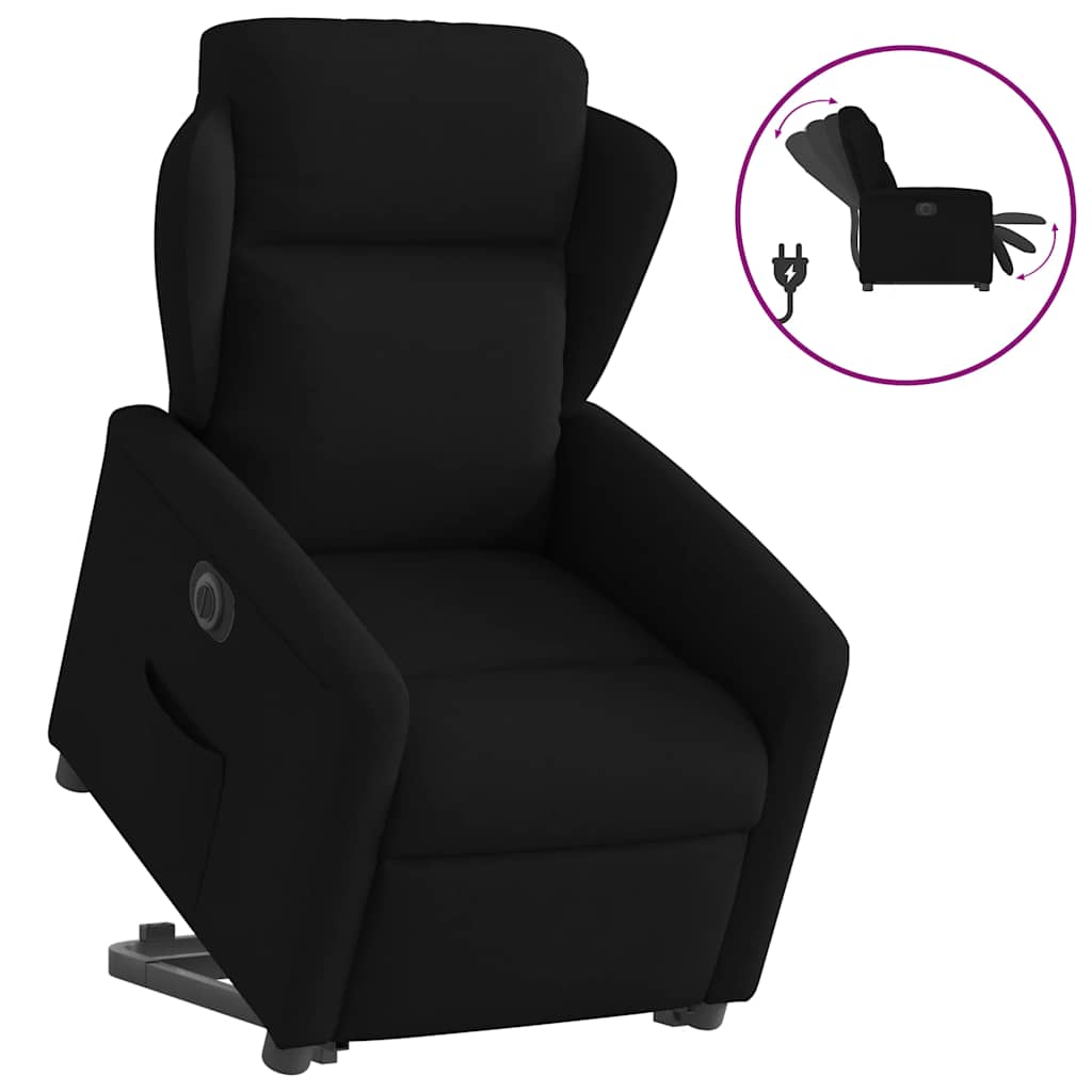 Relaxsessel mit Aufstehhilfe Elektrisch Schwarz Stoff