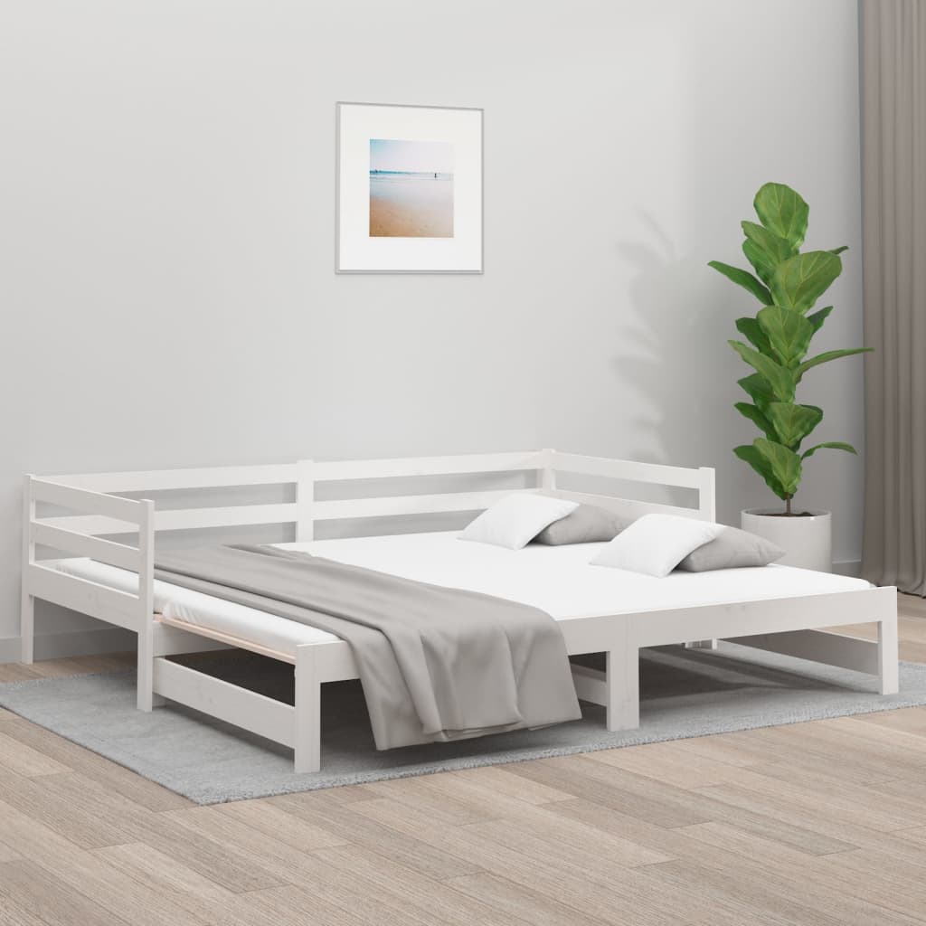 Ausziehbares Tagesbett ohne Matratze Weiß 80x200 cm