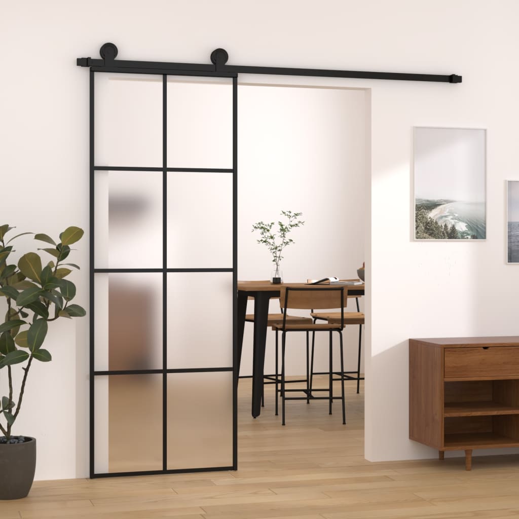 Schiebetür mit Beschlag 76x205 cm ESG-Glas & Aluminium