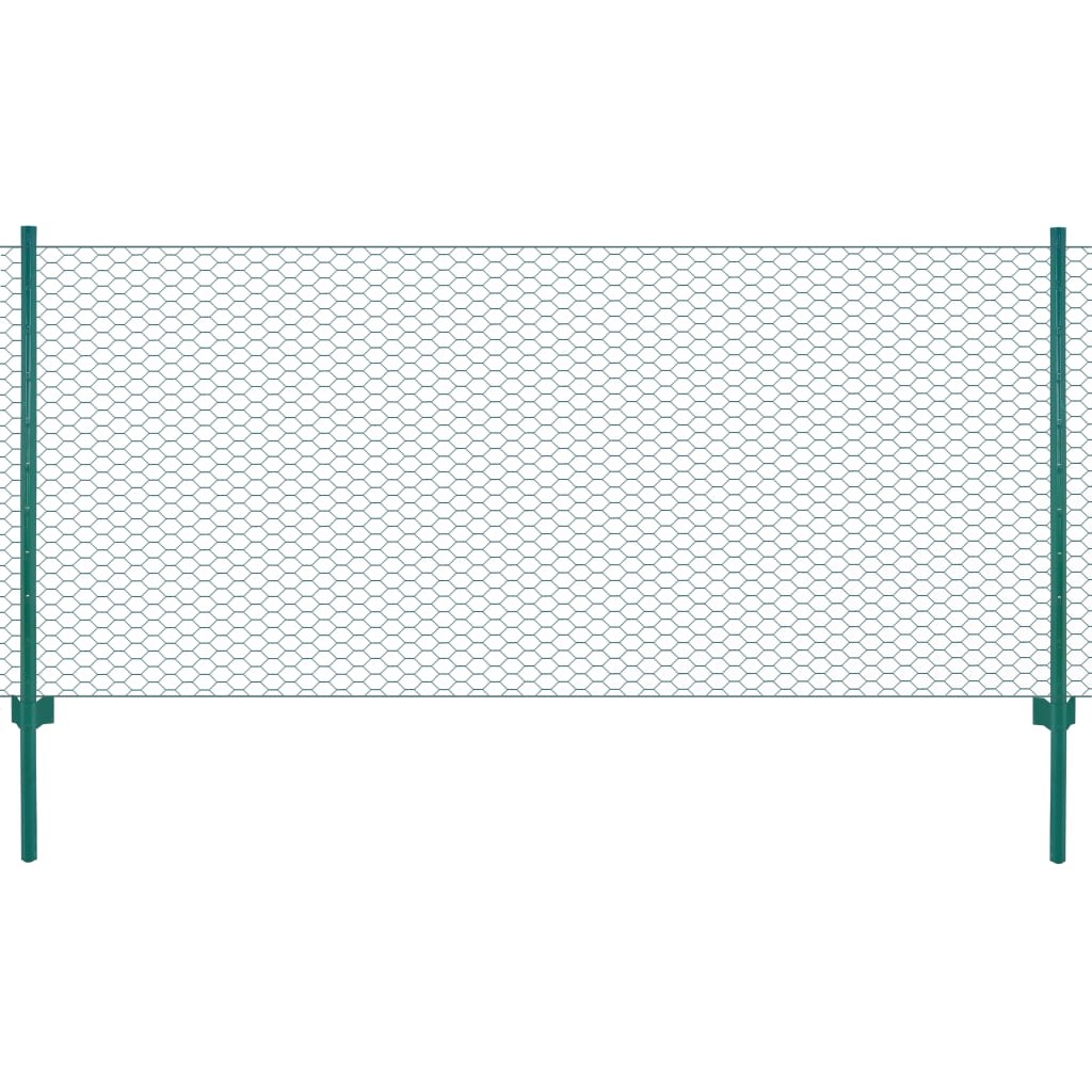 Maschendrahtzaun mit Pfosten Stahl 25 x 0,5 m Grün