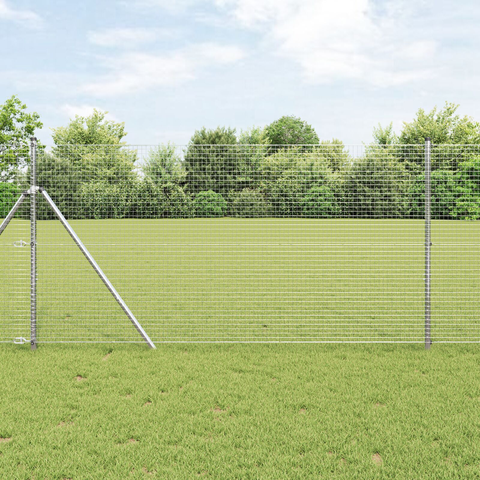 Geschweißter Drahtzaun mit 13 Pfosten 1x50 m Galvanisierter Stahl