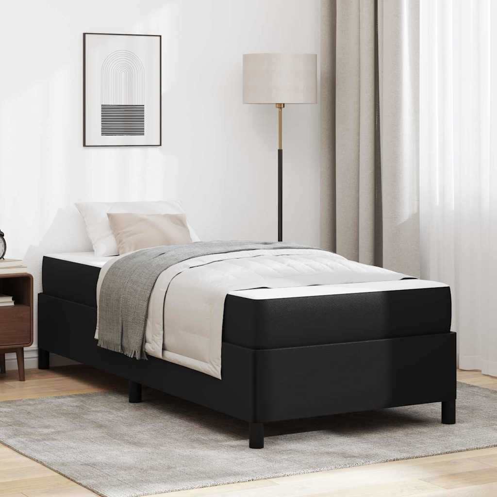 Bettgestell mit Matratze Schwarz 90 x 200 cm Kunstleder